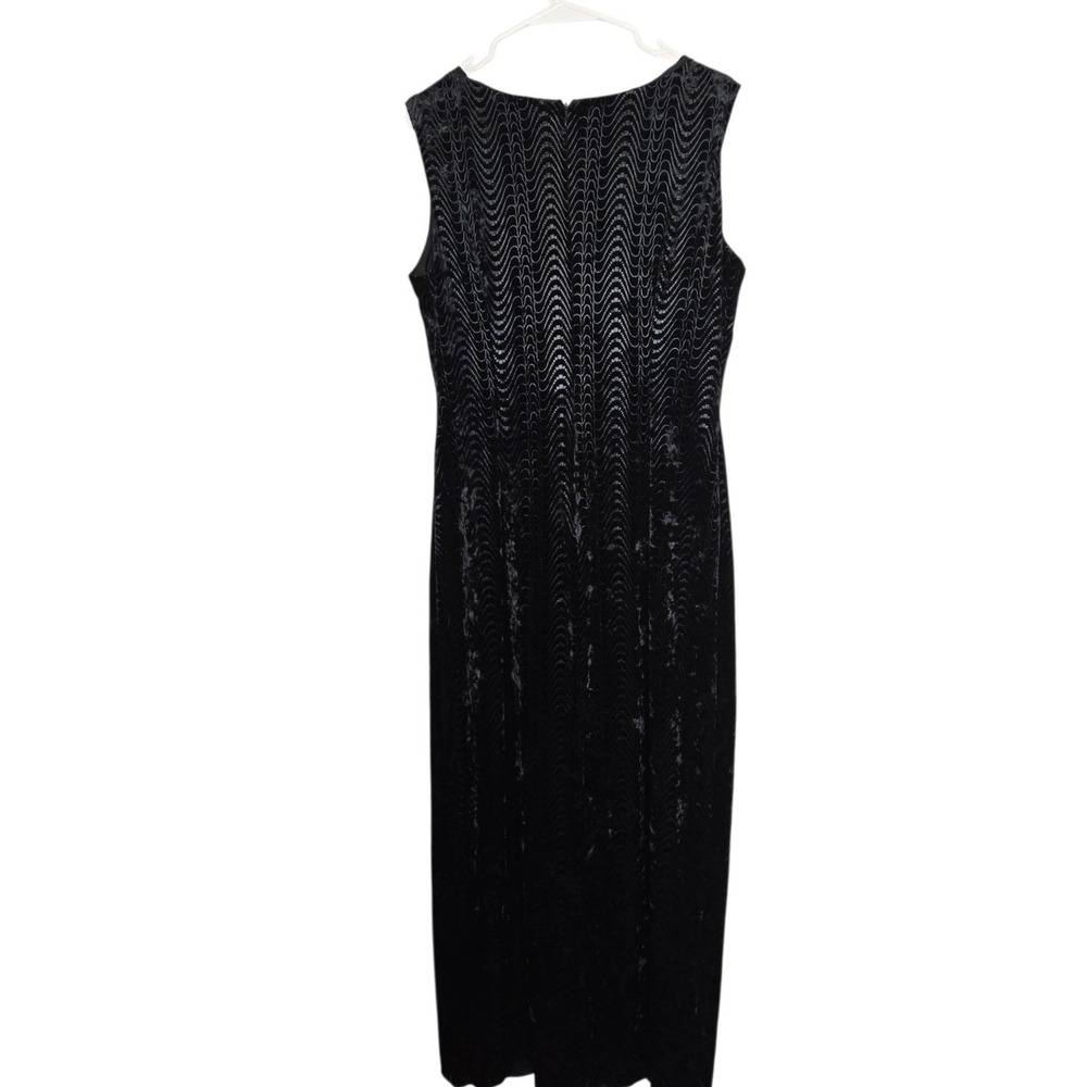 Roots‎ Black Burnout Velvet Maxi Dress Beaded Neck Sleeveless Whimsigoth 18 - Picture 3 of 8